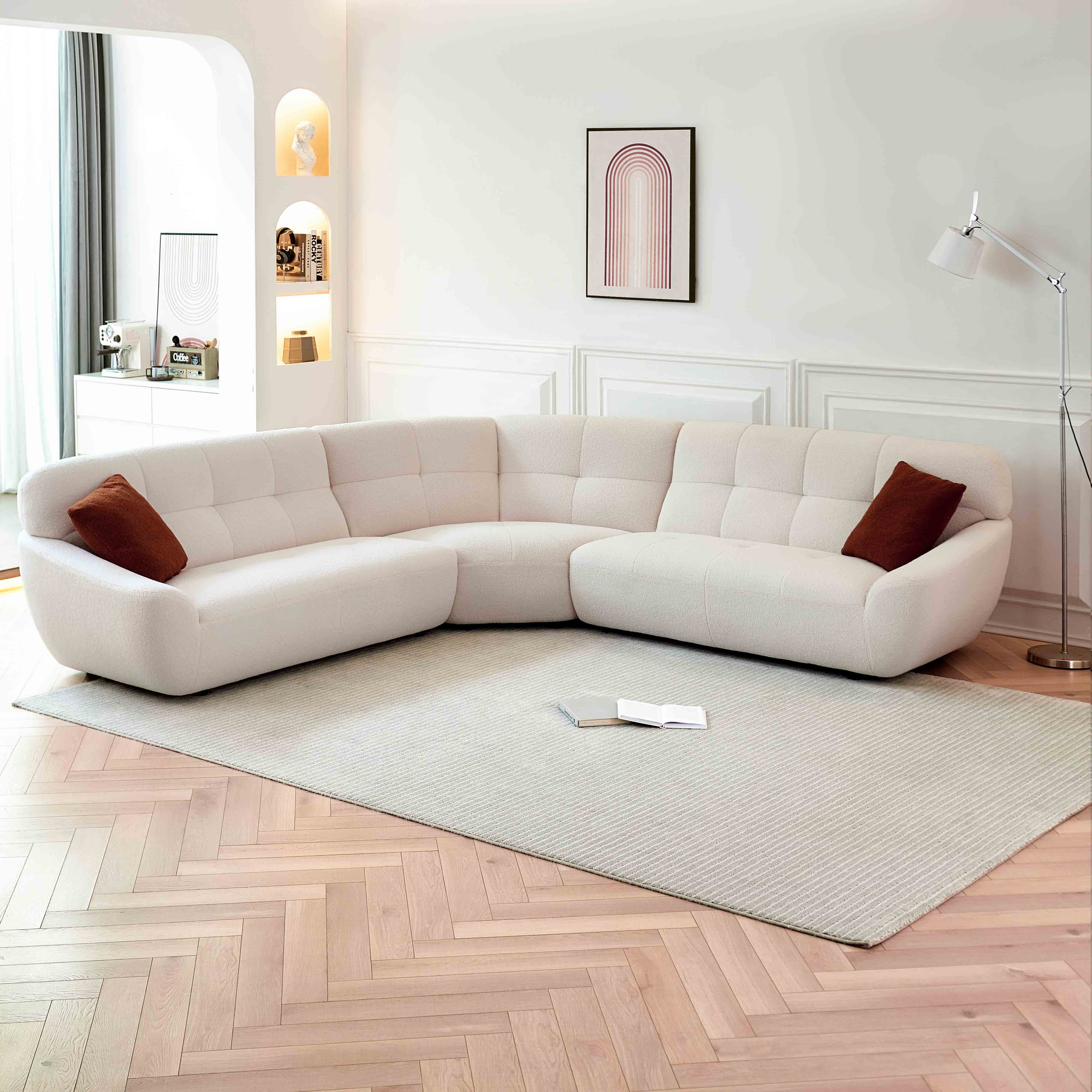 Latitude Run® 113" Modern Sectional Sofa Modular Couch ,comfy Lamb